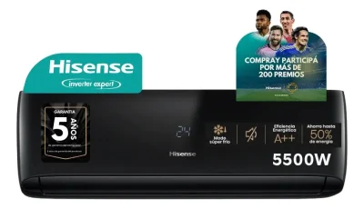 Ficha técnica Hisense Split Inverter Frio Calor 5500W Color Negro AS18UR4SXSCA00B