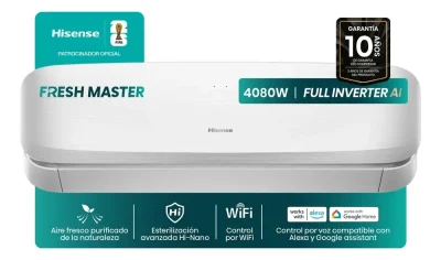 Ficha técnica Hisense Split Inverter Frío/calor Hisense 3509 Frigorias Fresh Master