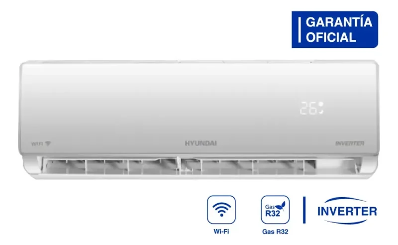 Ficha técnica Hyundai Split Hyundai Inverter Wi-Fi Frío/Calor 2752 Frigorías / 3200W HY11INV-3200FCW (Control por App)