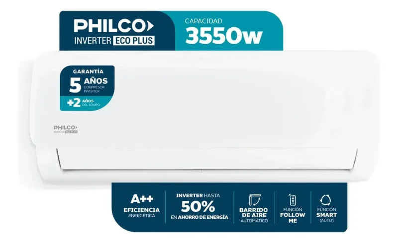 Ficha técnica Philco Split Inverter Frio/Calor Philco PHIN35HA3BN 3053FG/3550W EcoPlus Blanco
