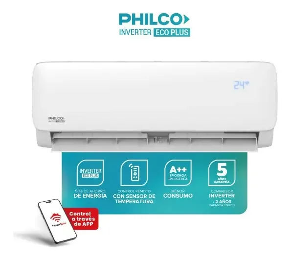 Ficha técnica Philco Split Philco Inverter Eco Plus Frío Calor 8750w / 7525 Frigorías